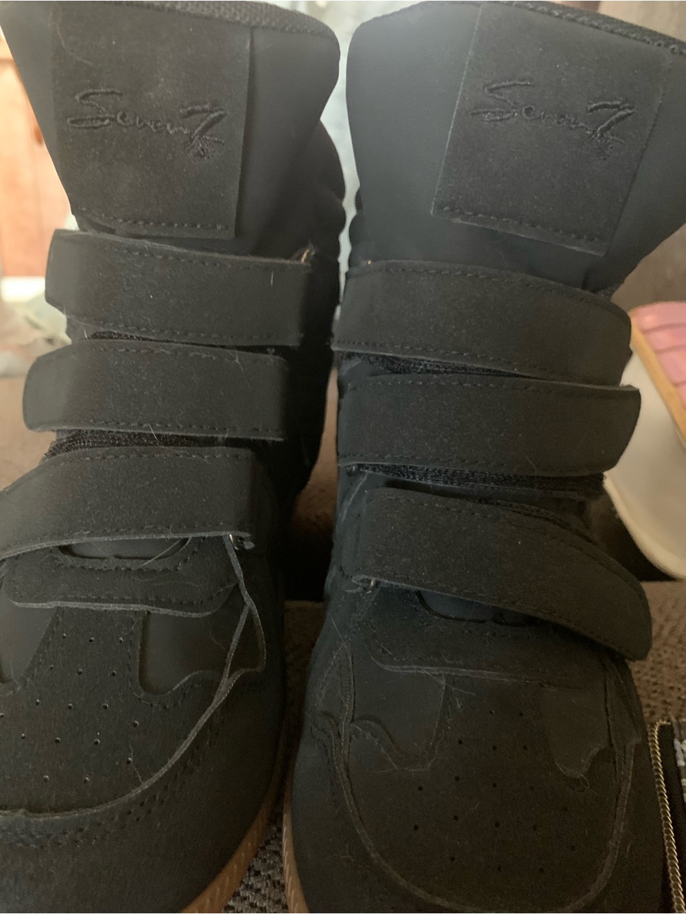 7 For All Mankind Black High-Top Velcro Sneakers
